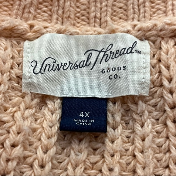 Universal Thread Ruffle Sleeve Pullover Sweater Knit Detail Peach 4X - Picture 3 of 5